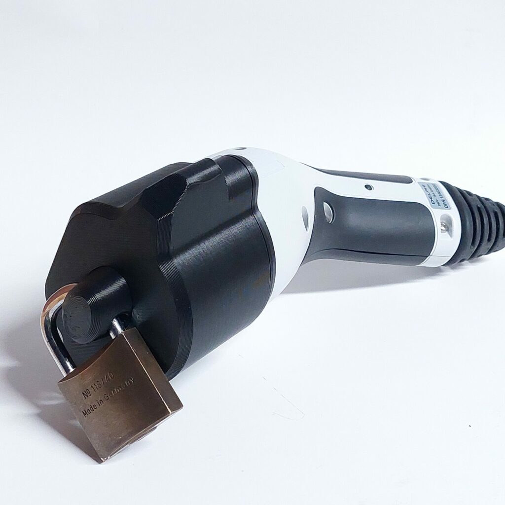 EV charging cable lock example, available for sale on etsy.me/3hTkwEb
